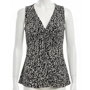 la vita Tank Top Womens Size S Black White V-Neck Sleeveless Y2K 2000s Office